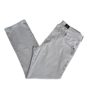 AG ADRIANO GOLDSCHMIED Taupe Gray Print Everett Slim Straight Jeans Mens Size 33